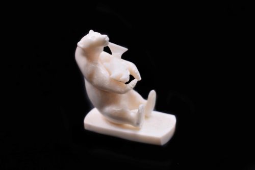 SITTING BEAR IVORY CARVING